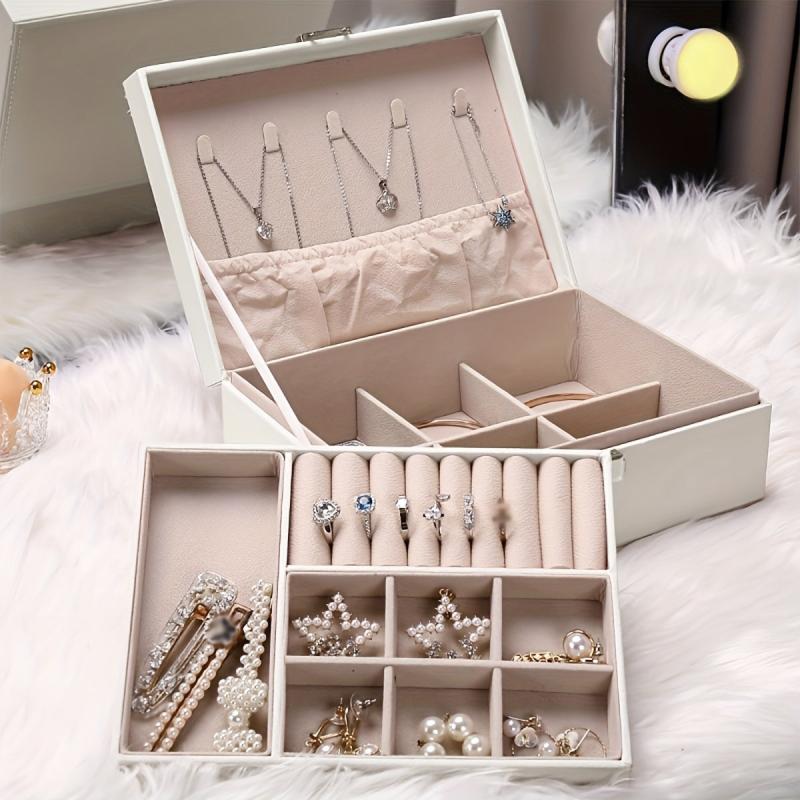 Stylish 2 Layer Jewelry Organizer Box with Lock