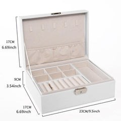 Stylish 2 Layer Jewelry Organizer Box with Lock