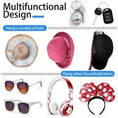 Wall Mounted Hat Holder Baseball Cap Rack Hook Self Adhesive Traceless Hook