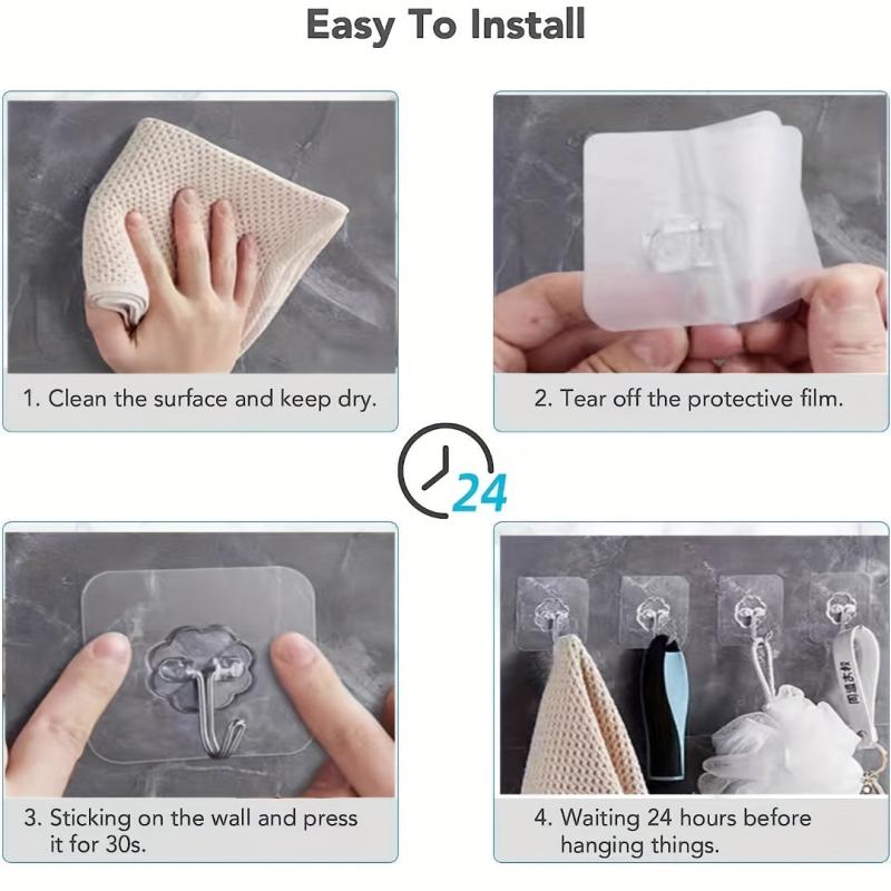 10pcs Adhesive Wall Hook Waterproof Hanging Storage Hook