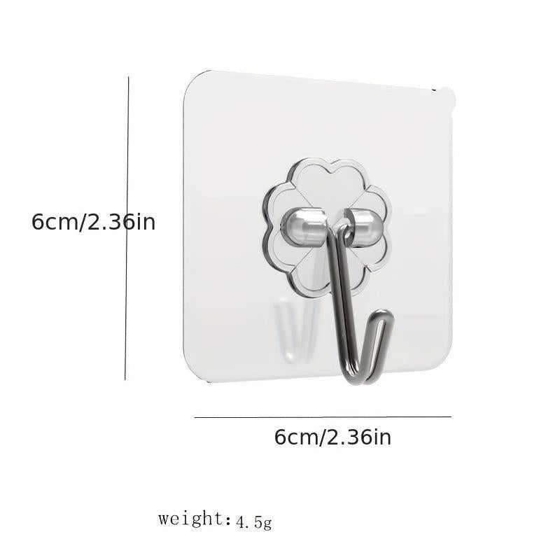 10pcs Adhesive Wall Hook Waterproof Hanging Storage Hook