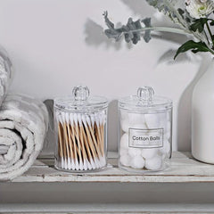 Clear Plastic Qtip Holder Apothecary Jar 10oz