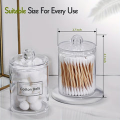 Clear Plastic Qtip Holder Apothecary Jar 10oz