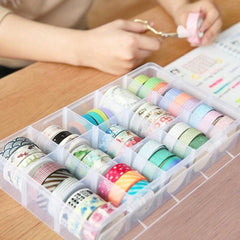 Adjustable 15 Grids Stationery Storage Box Makeup Tools Sticker Tape Beads