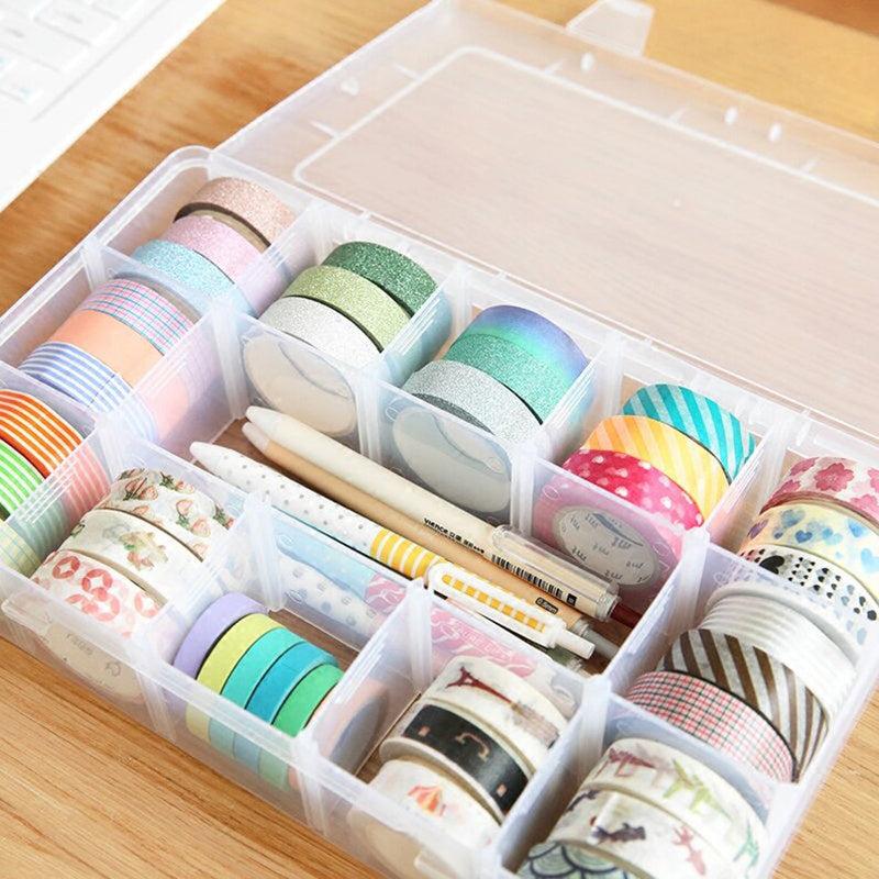 Adjustable 15 Grids Stationery Storage Box Makeup Tools Sticker Tape Beads