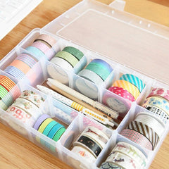 Adjustable 15 Grids Stationery Storage Box Makeup Tools Sticker Tape Beads