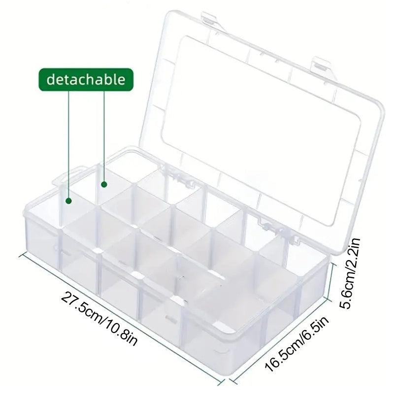 Adjustable 15 Grids Stationery Storage Box Makeup Tools Sticker Tape Beads