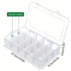 Adjustable 15 Grids Stationery Storage Box Makeup Tools Sticker Tape Beads