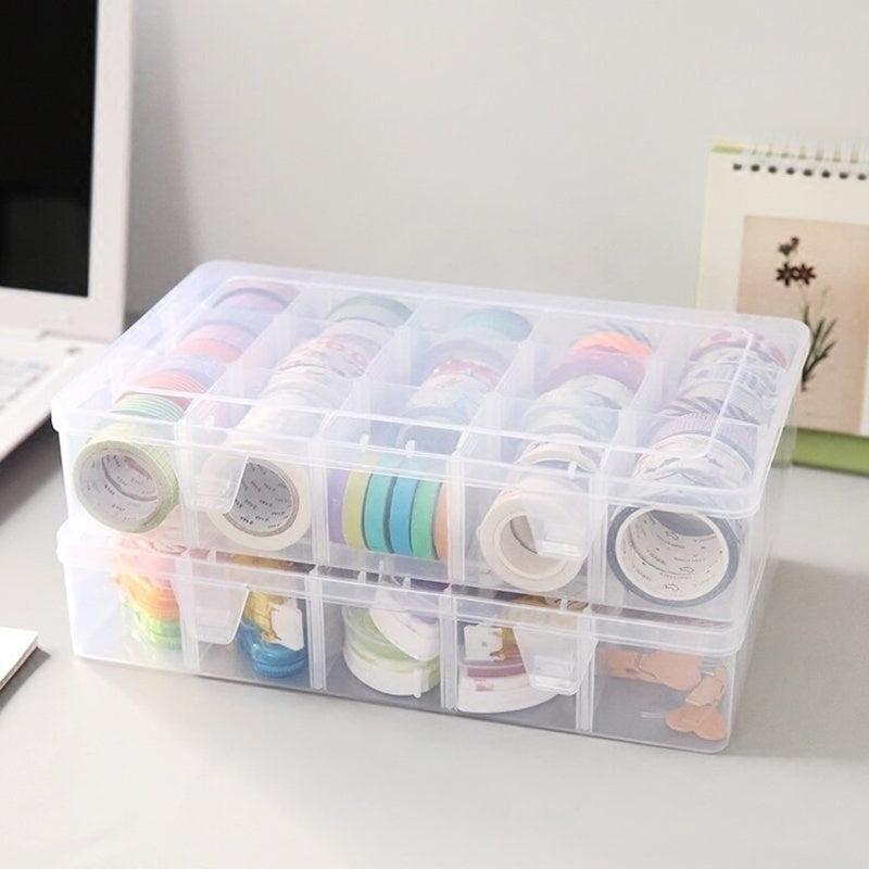 Adjustable 15 Grids Stationery Storage Box Makeup Tools Sticker Tape Beads