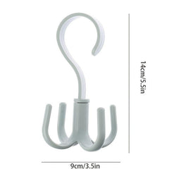 Swivel Four Claw Hook Coat Hanging Bag Tie Rack Wardrobe Scarf Storage