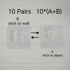 10Pairs Double Side Wall Adhesive Hook Transparent Wire Rack