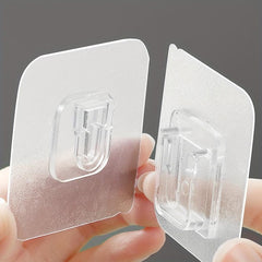10Pairs Double Side Wall Adhesive Hook Transparent Wire Rack