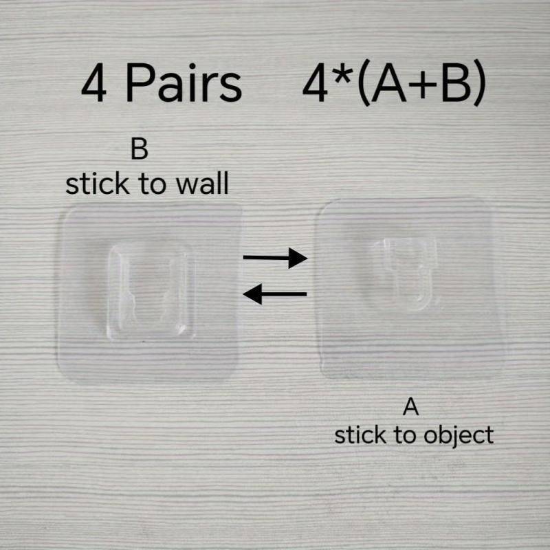 10Pairs Double Side Wall Adhesive Hook Transparent Wire Rack