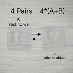 10Pairs Double Side Wall Adhesive Hook Transparent Wire Rack