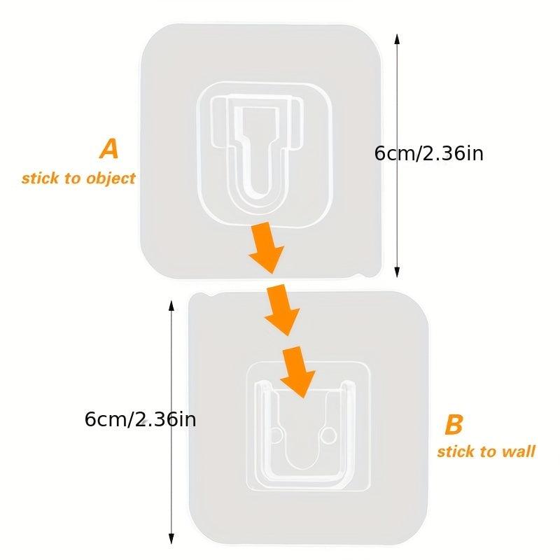 10Pairs Double Side Wall Adhesive Hook Transparent Wire Rack