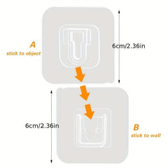 10Pairs Double Side Wall Adhesive Hook Transparent Wire Rack
