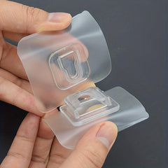 10Pairs Double Side Wall Adhesive Hook Transparent Wire Rack