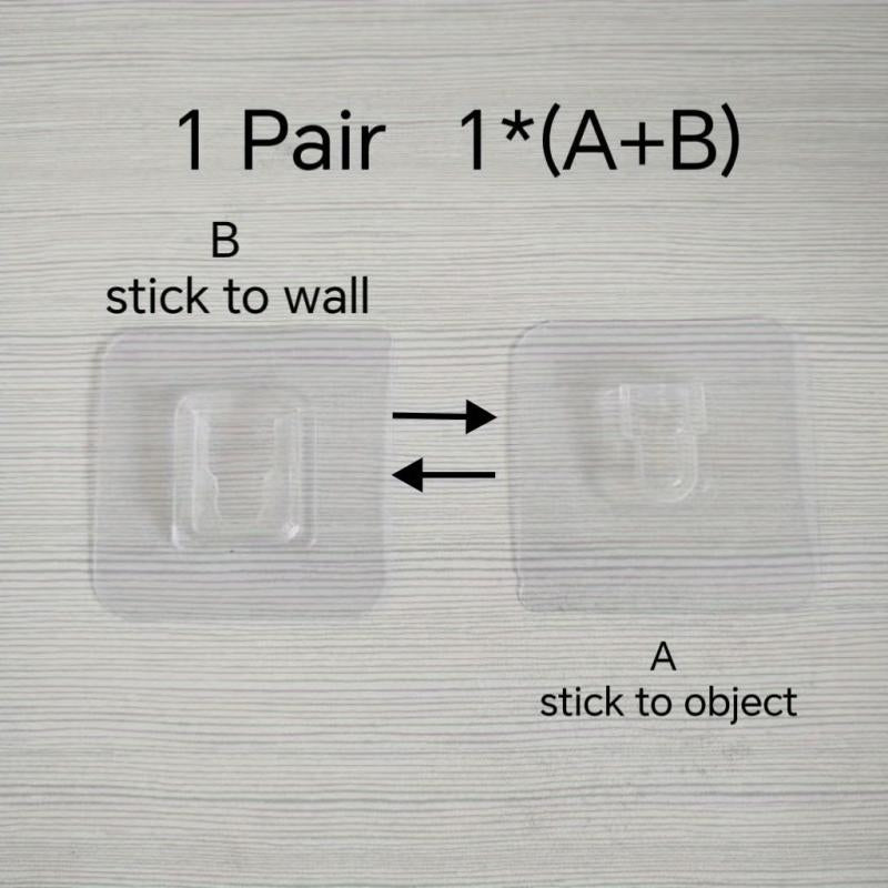 10Pairs Double Side Wall Adhesive Hook Transparent Wire Rack