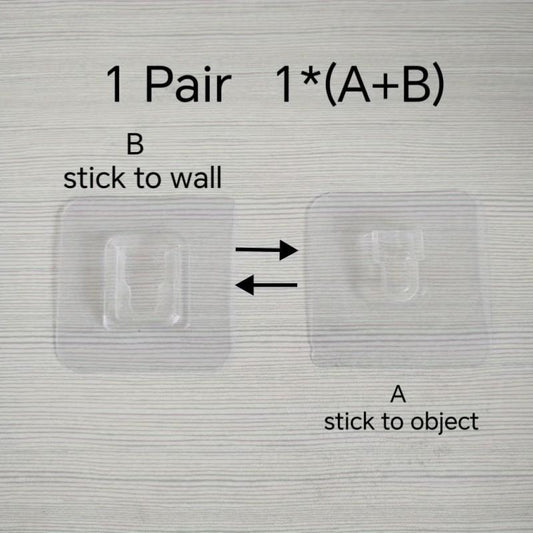10Pairs Double Side Wall Adhesive Hook Transparent Wire Rack
