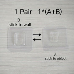 10Pairs Double Side Wall Adhesive Hook Transparent Wire Rack
