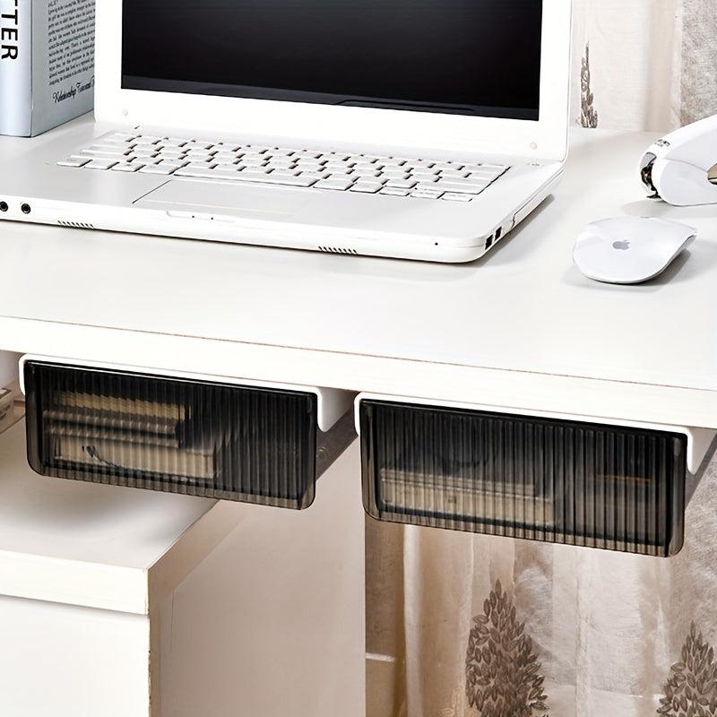 Self Adhesive Under Desk Drawer Organizer Plastic Workspace Organizers