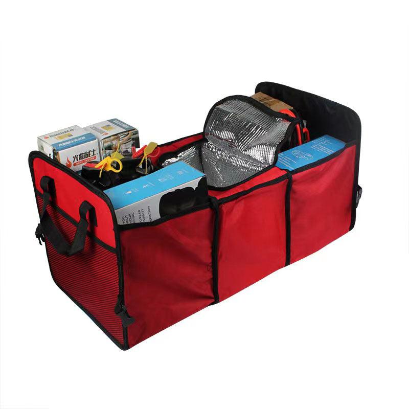 3-Compartment Car Trunk Storage Organizer with Side Pockets
