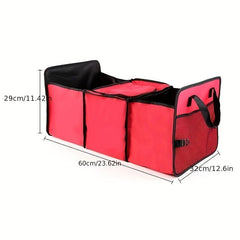 3-Compartment Car Trunk Storage Organizer with Side Pockets