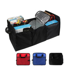3-Compartment Car Trunk Storage Organizer with Side Pockets