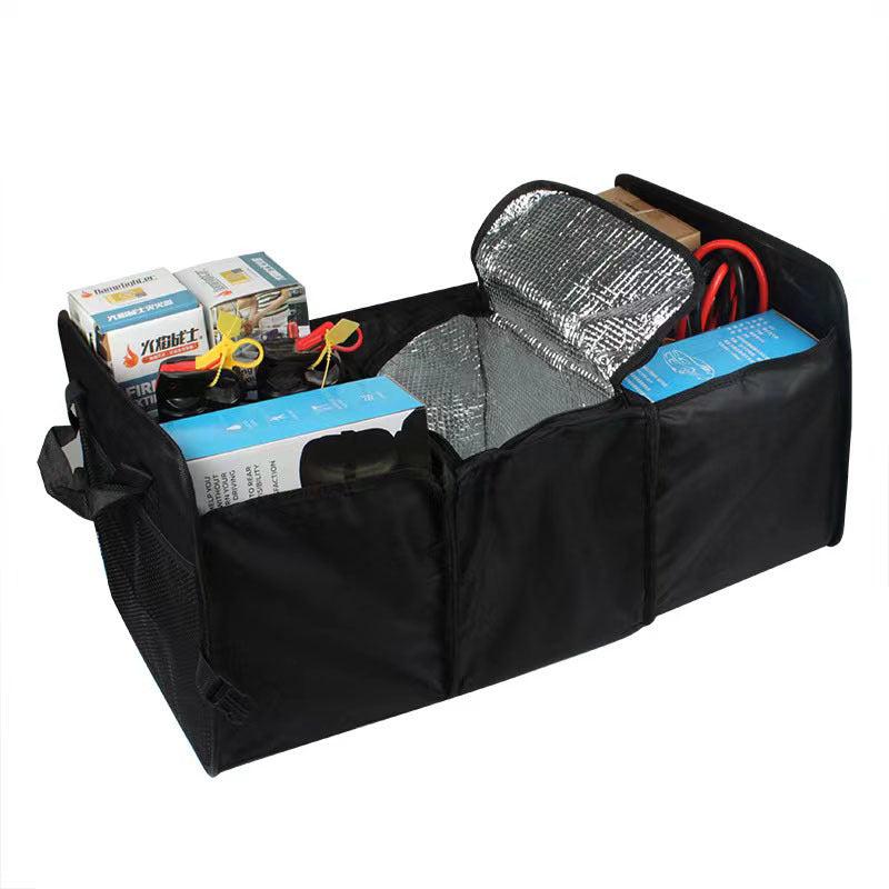 3-Compartment Car Trunk Storage Organizer with Side Pockets