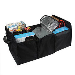 3-Compartment Car Trunk Storage Organizer with Side Pockets