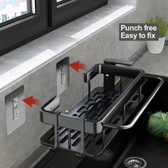 Wall Mounted Bathroom Washing Rack with Draining and Sink Storage