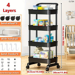 Plastic Small Cart Baby Supplies Storage Shelf