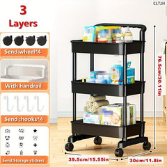 Plastic Small Cart Baby Supplies Storage Shelf