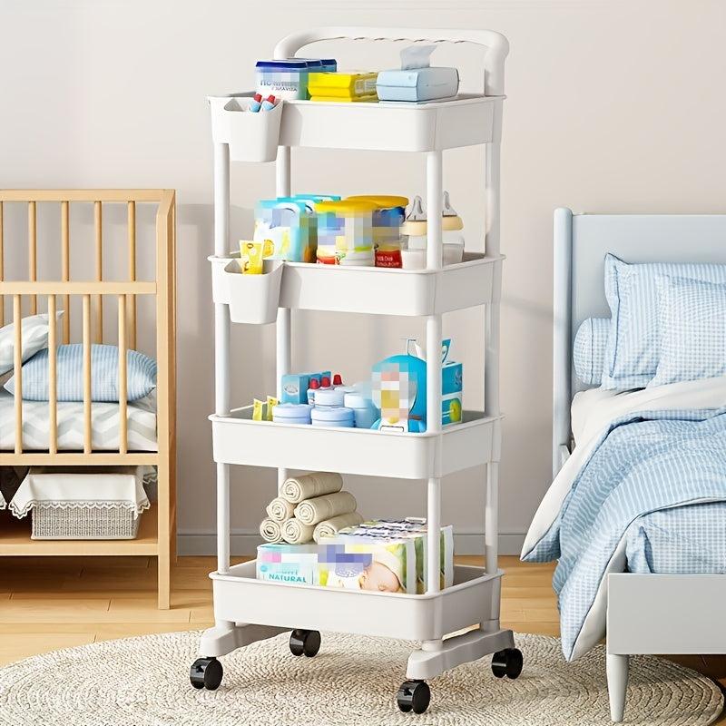 Plastic Small Cart Baby Supplies Storage Shelf