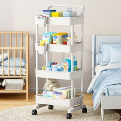 Plastic Small Cart Baby Supplies Storage Shelf
