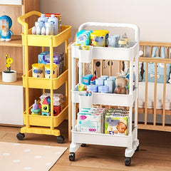 Plastic Small Cart Baby Supplies Storage Shelf