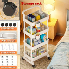 Plastic Small Cart Baby Supplies Storage Shelf