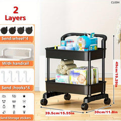 Plastic Small Cart Baby Supplies Storage Shelf