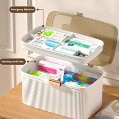 Portable Double layer Storage Box Pill First Aid Medicine Makeup Organizer