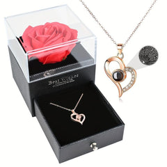 Romantic Real Rose Necklace Set Perfect Gift for Women