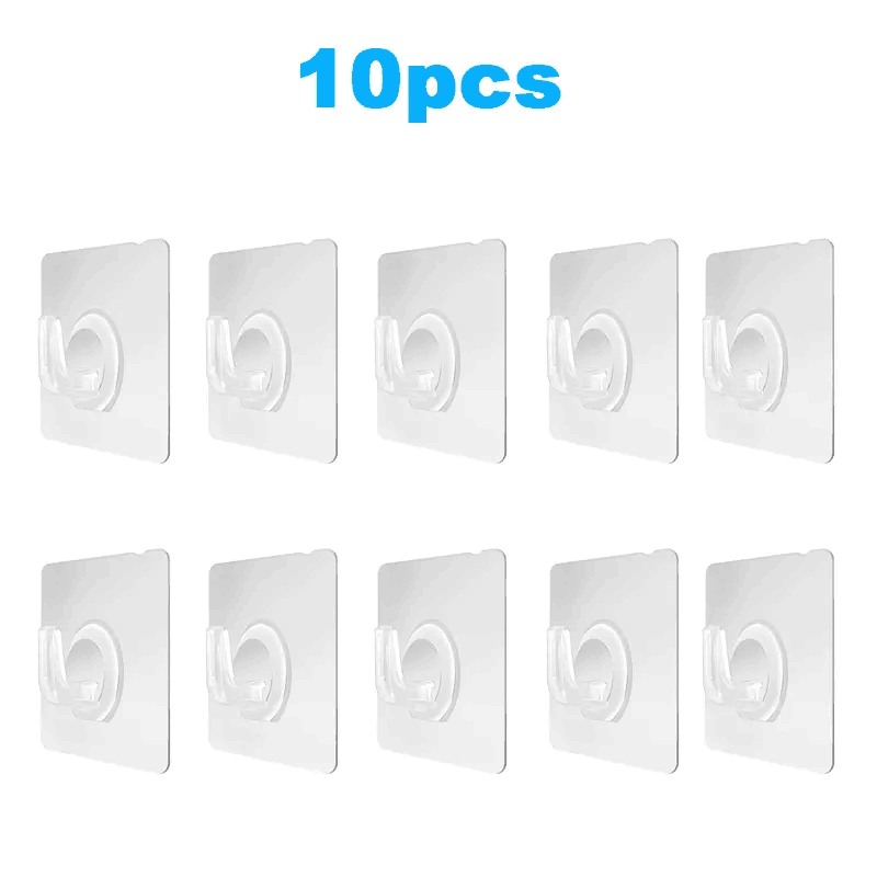 10pcs Transparent Self Adhesive Wall Hook Waterproof Multipurpose Storage Hook