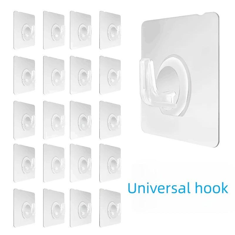 10pcs Transparent Self Adhesive Wall Hook Waterproof Multipurpose Storage Hook