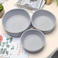 3pcs Set Rope Storage Basket Handwoven Organizer