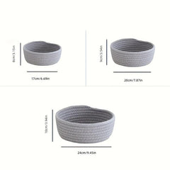 3pcs Set Rope Storage Basket Handwoven Organizer