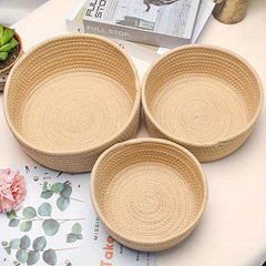 3pcs Set Rope Storage Basket Handwoven Organizer