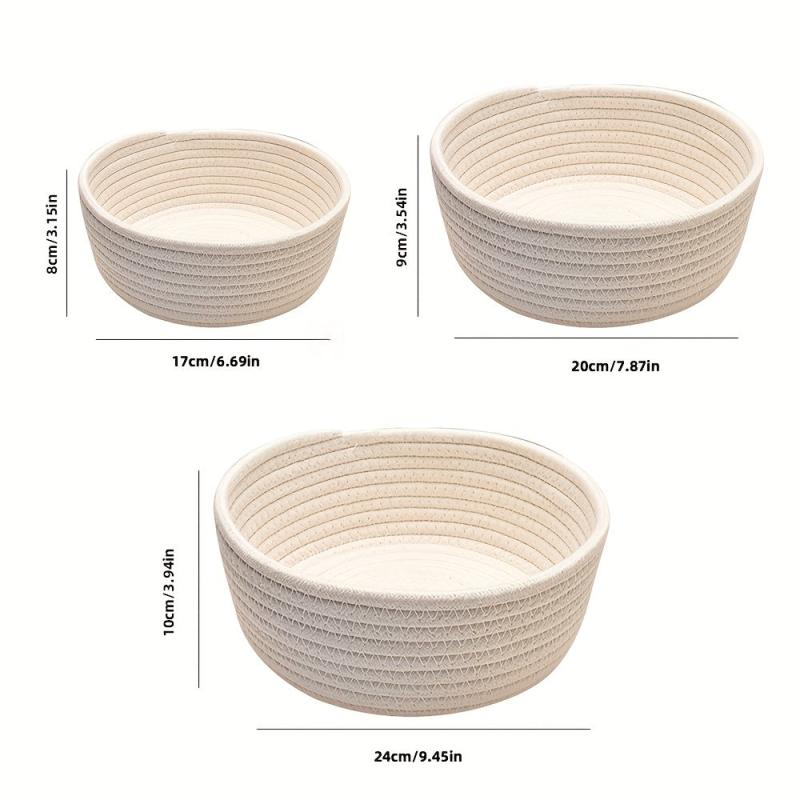 3pcs Set Rope Storage Basket Handwoven Organizer