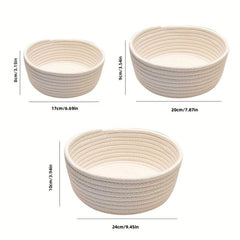 3pcs Set Rope Storage Basket Handwoven Organizer