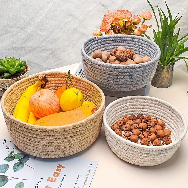 3pcs Set Rope Storage Basket Handwoven Organizer