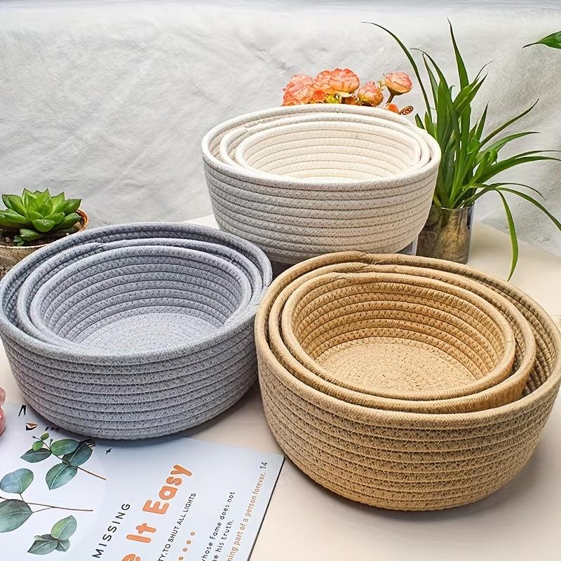 3pcs Set Rope Storage Basket Handwoven Organizer
