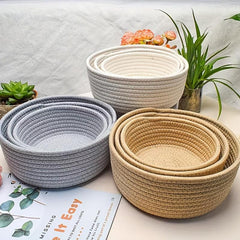 3pcs Set Rope Storage Basket Handwoven Organizer